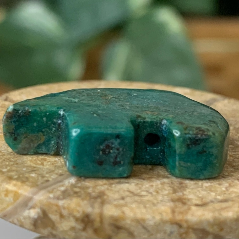 Chrysocolla Bear Fetish Bead Native American Zuni Style Top Drilled Animal 1” - Picture 7 of 15